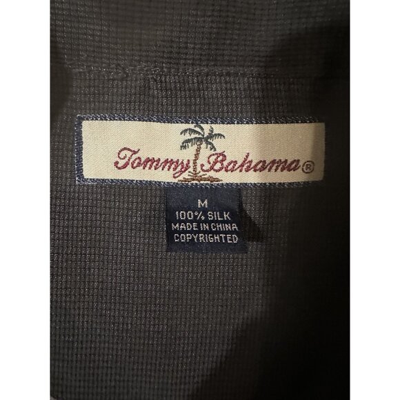 Tommy Bahama Hawaiian Shirt Men’s M Silk Black Palm Leaves Island Tropic Isles - Picture 2 of 6